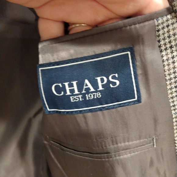 Chaps Men's Multicolor Hounds tooth Silk & Wool Blend Blazer Jacket Size 40S - Picture 6 of 9